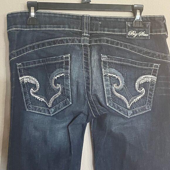 29L BIG Star Sweet Ultra Low Rise Jeans Bootcut Dark Wash Denim Stretch Women's - Picture 6 of 10